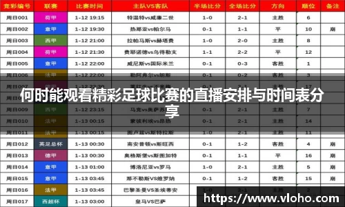 何时能观看精彩足球比赛的直播安排与时间表分享